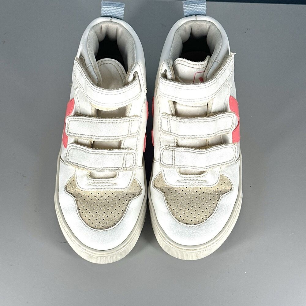 Veja Small V-10 Mid Sneakers Leather Toddler US 2 EU 33 White Pink - Picture 4 of 15
